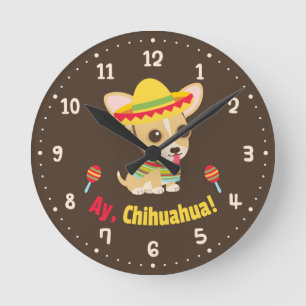 Ay Chihuahua Dog Mexican Room Decor Clock Ronde Klok