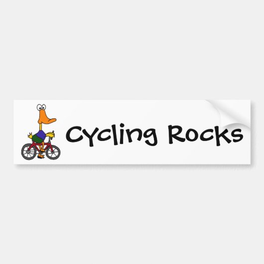 AY- Duck Riding Bicycle Cartoon Bumpersticker (Voorkant)