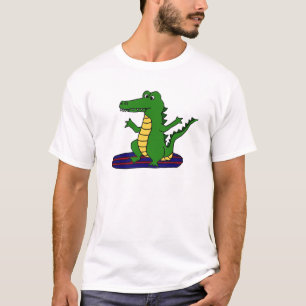AY- Funny Surfing Alligator Cartoon T-shirt