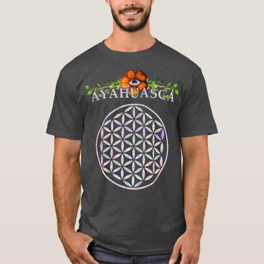 Ayahuasca Mandala Sacred Geometry Flower of Life T-shirt (Voorkant)
