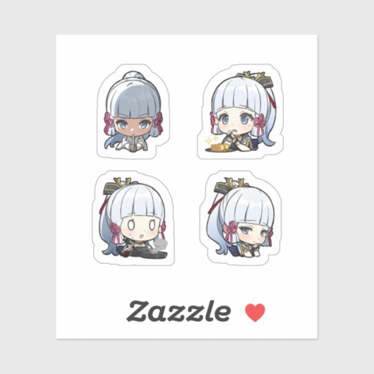 Ayaka Genshin Impact 4 stuks stickerblad Sticker (Vel)