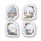 Ayaka Genshin Impact 4 stuks stickerblad Sticker (Voorkant)