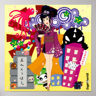 Ayaka in de stad Harajuku Poster