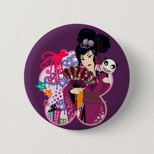 Ayaka in de stad Harajuku Ronde Button 5,7 Cm (Voorkant)