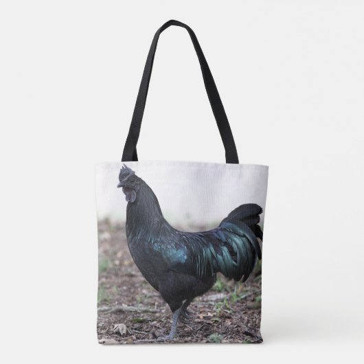 Ayam Cemani Cochmakreel Black Chicken Rooster Tote Bag (Achterkant)