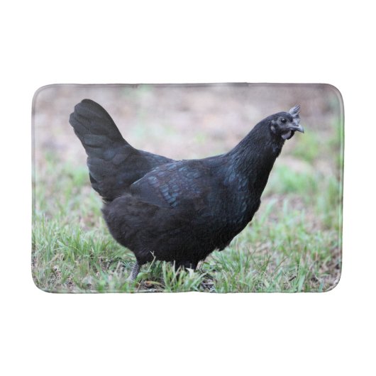 Ayam Cemani Pullet Young Hen Symmetrical Badmat (Voorkant)