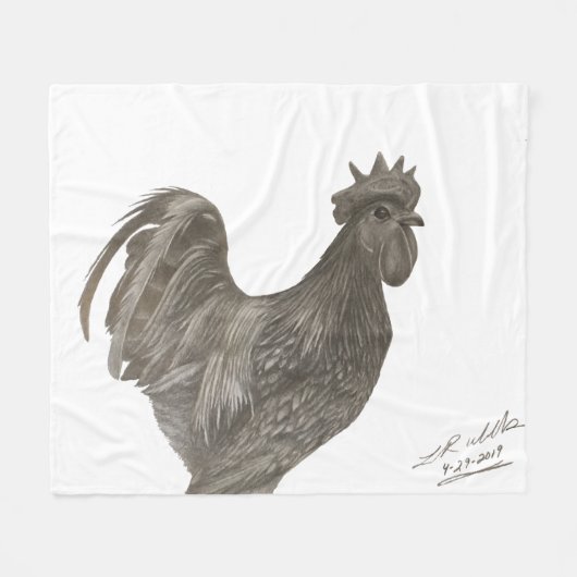 Ayam Cemani Rooster deken van Laurene Wells (Voorkant (Horizontaal))