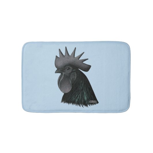 Ayam Cemani Rooster Head Badmat (Voorkant)