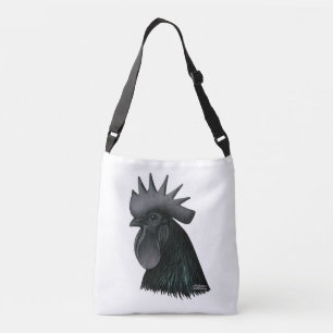 Ayam Cemani Rooster Head Crossbody Tas