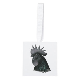 Ayam Cemani Rooster Head Decoratie