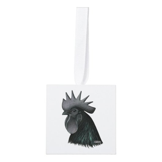 Ayam Cemani Rooster Head Decoratie (Voorkant)