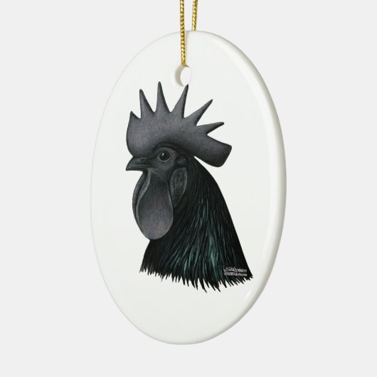 Ayam Cemani Rooster Head Keramisch Ornament (Links)