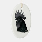 Ayam Cemani Rooster Head Keramisch Ornament (Rechts)