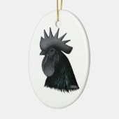 Ayam Cemani Rooster Head Keramisch Ornament (Links)
