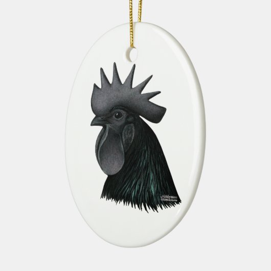 Ayam Cemani Rooster Head Keramisch Ornament (Links)