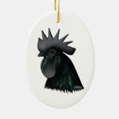 Ayam Cemani Rooster Head Keramisch Ornament (Achterkant)