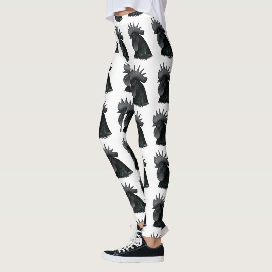 Ayam Cemani Rooster Head Leggings (Links)