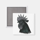 Ayam Cemani Rooster Head Magneet (Voorkant / Achterkant)