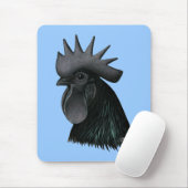 Ayam Cemani Rooster Head Muismat (Met muis)