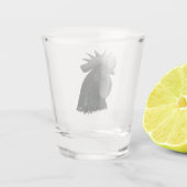 Ayam Cemani Rooster Head Shot Glas (Achterkant)