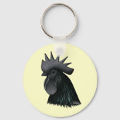 Ayam Cemani Rooster Head Sleutelhanger (Voorkant)