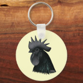 Ayam Cemani Rooster Head Sleutelhanger (Voorkant)
