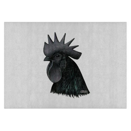 Ayam Cemani Rooster Head Snijplank (Voorkant)