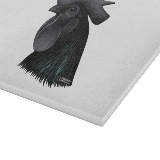 Ayam Cemani Rooster Head Snijplank (Hoek)