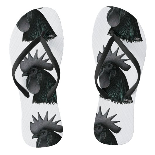 Ayam Cemani Rooster Head Teenslippers (Voetbed)
