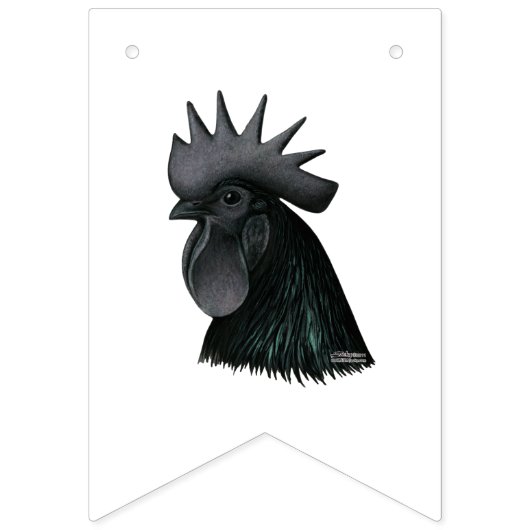 Ayam Cemani Rooster Head Vlaggetjes (Tweede vlag)