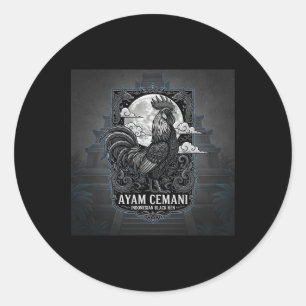 Ayam Cemani - Zwarte Kip Indonesië Indonesische A Ronde Sticker