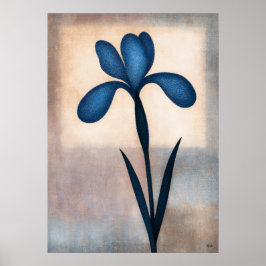 Ayame Blauwe Iris Japanse Bloemige Abstractie Poster