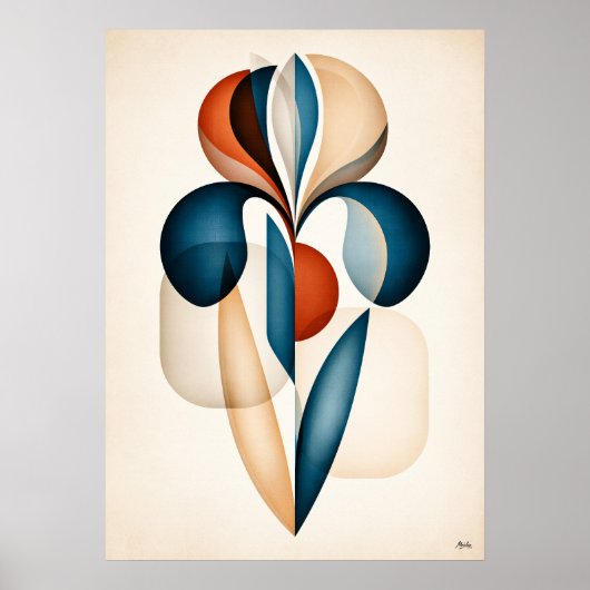 Ayame Iris Japandi Bloem Geometrie Poster (Voorkant)