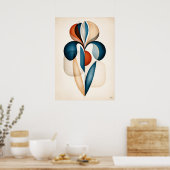 Ayame Iris Japandi Bloem Geometrie Poster (Keuken)