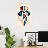 Ayame Iris Japandi Bloem Geometrie Poster (Thuiskantoor)