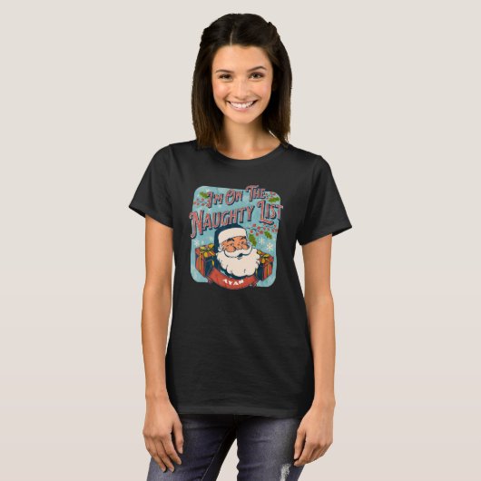Ayan Christmas Naughty List   Santa xmas holiday r T-shirt (Voorkant volledig)