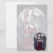 "Ayanna" Gothic Belly Dancer Fairy Art Stationery Briefpapier (Voorkant / Achterkant)