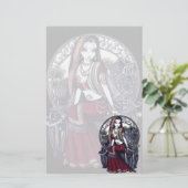 "Ayanna" Gothic Belly Dancer Fairy Art Stationery Briefpapier (Staand voorkant)
