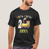 Ayden Choo Choo Twee trein 2e verjaardag draaien 2 T-shirt (Voorkant)