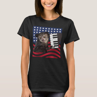 Aye aye Animal Patriotic Piano USA Mannen Vrouwen T-shirt