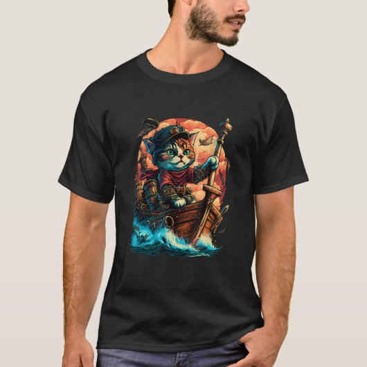 Aye Aye, Captain Cat! Pirate Cat Design with Ancho T-shirt (Voorkant)
