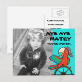 Aye Aye Pirate Parrot Uitnodiging Briefkaart (Voorkant / Achterkant)