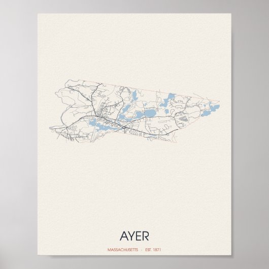 Ayer, Massachusetts Plattegrondposter – Opgericht Poster (Voorkant)
