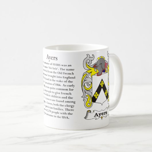 Ayers, oorsprong, betekenis en crest koffiemok (Voorkant rechts)