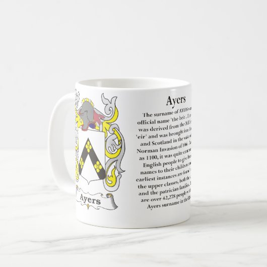 Ayers, oorsprong, betekenis en crest koffiemok (Voorkant links)
