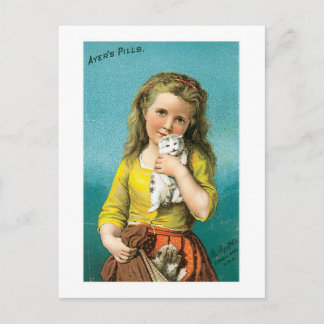 Ayers pillen-meisje met kat briefkaart