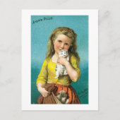 Ayers pillen-meisje met kat briefkaart (Voorkant)