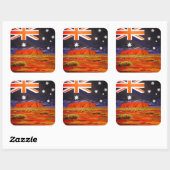 Ayers rock and australian flag vierkante sticker (Vel)