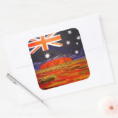 Ayers rock and australian flag vierkante sticker (Envelop)