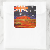 Ayers rock and australian flag vierkante sticker (Tas)